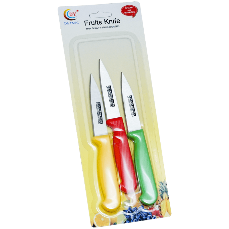 Set 3 cutite cu maner color 17 cm
